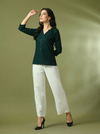 Myshka Women's Green Embellished Cotton Regular Party Tunic | Grocsy
