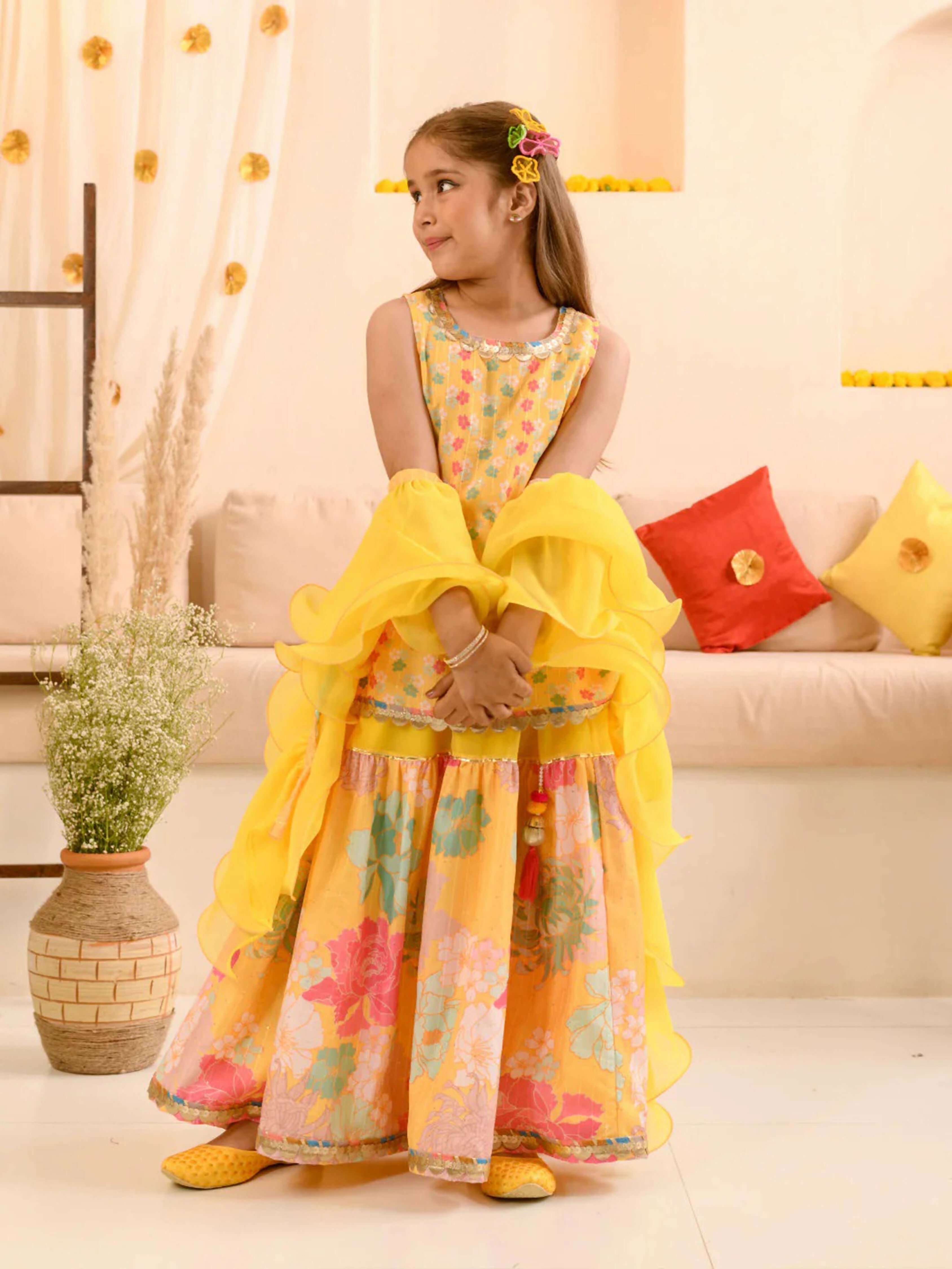 Joban Fashion Girl's Yellow Color Lehenga Choli | Grocsy