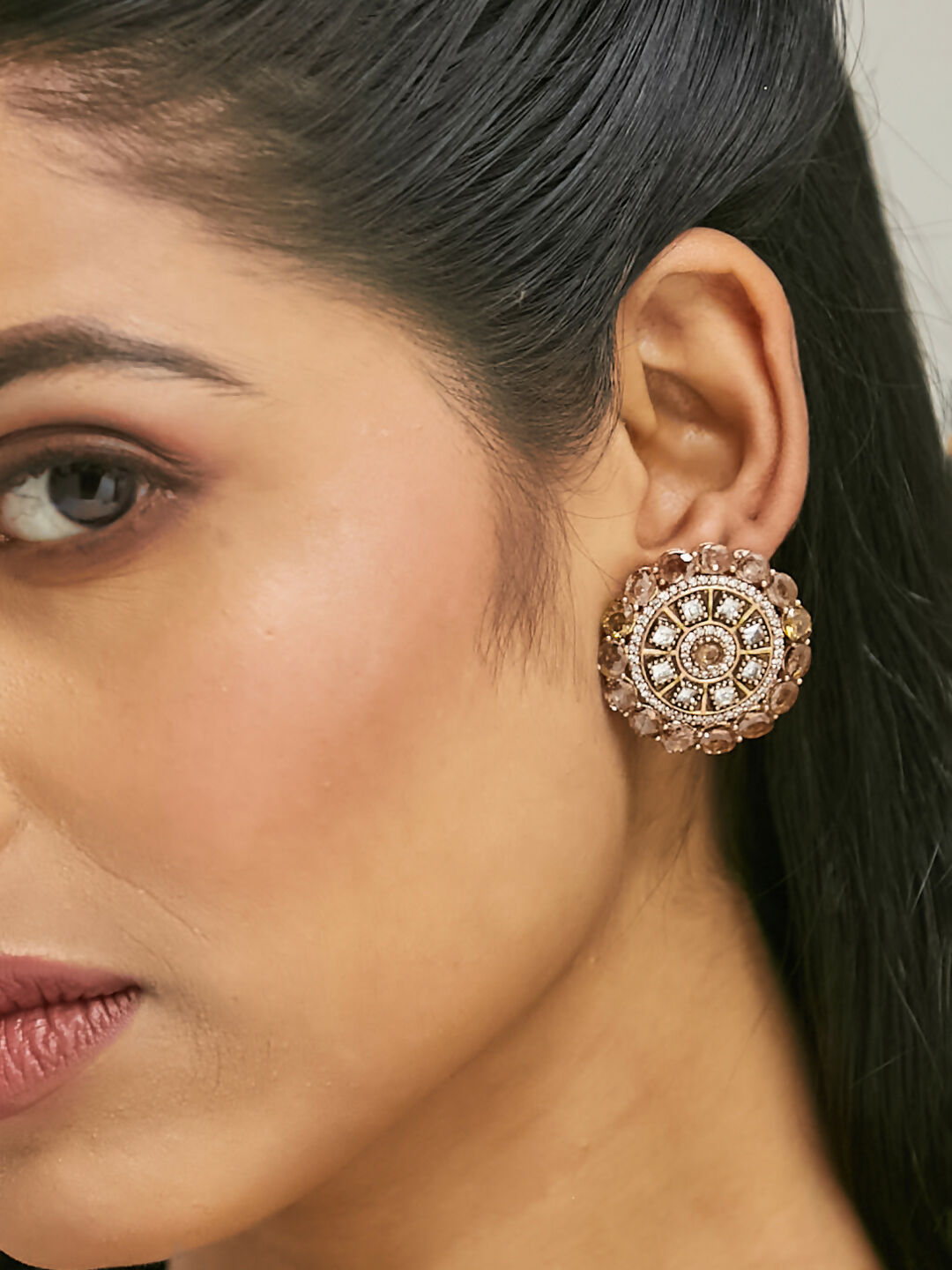 Nuyug 22k Gold Plated Round Stud Earrings | Grocsy