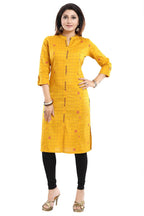 Snehal Creations Checkered Print Yellow Long Cotton Kurti | Grocsy