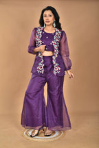 Morchari Women Hand Embroidery Crop Top-Purple | Grocsy