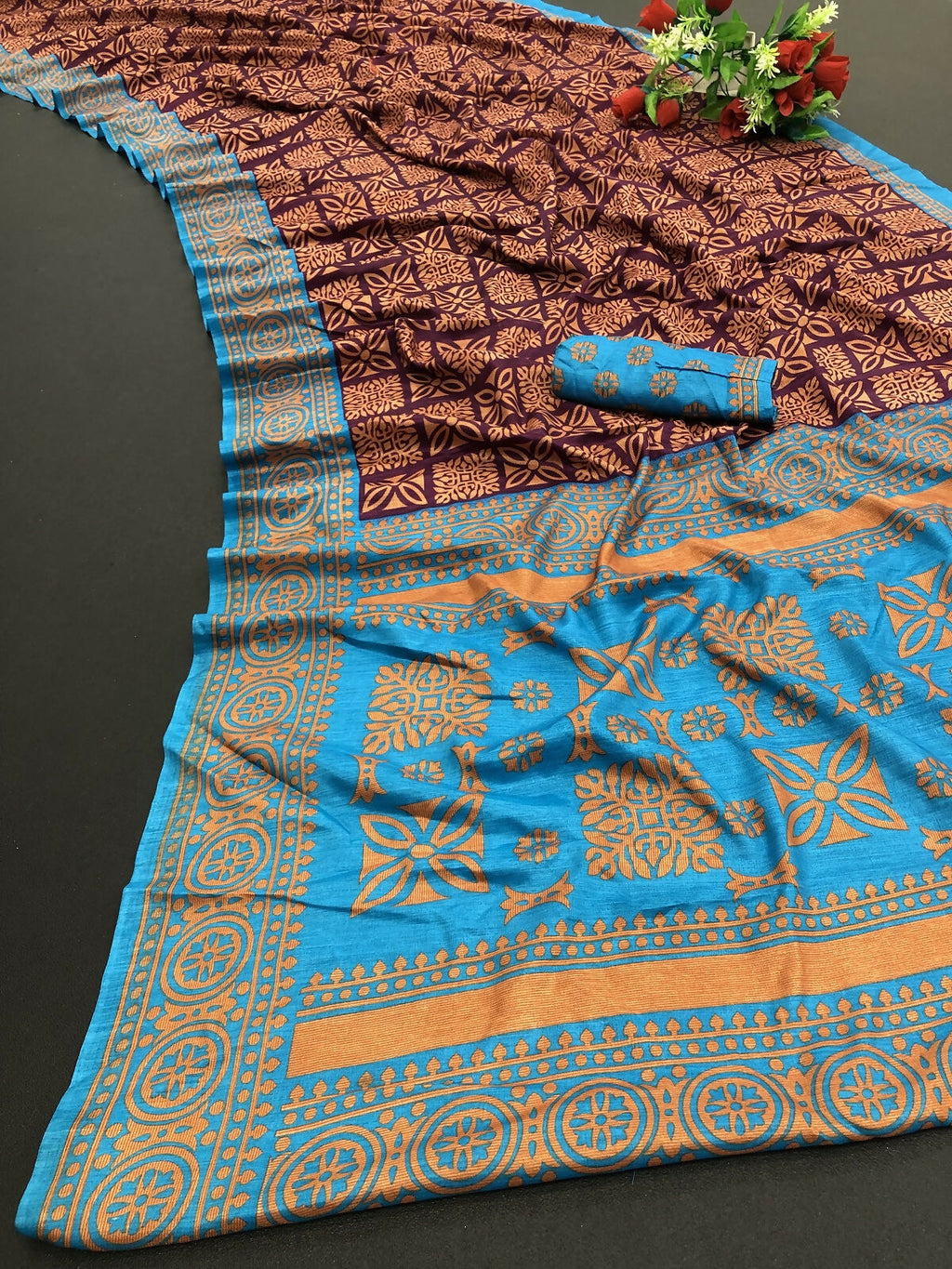 Vamika Purple Printed Art Silk Saree | Grocsy