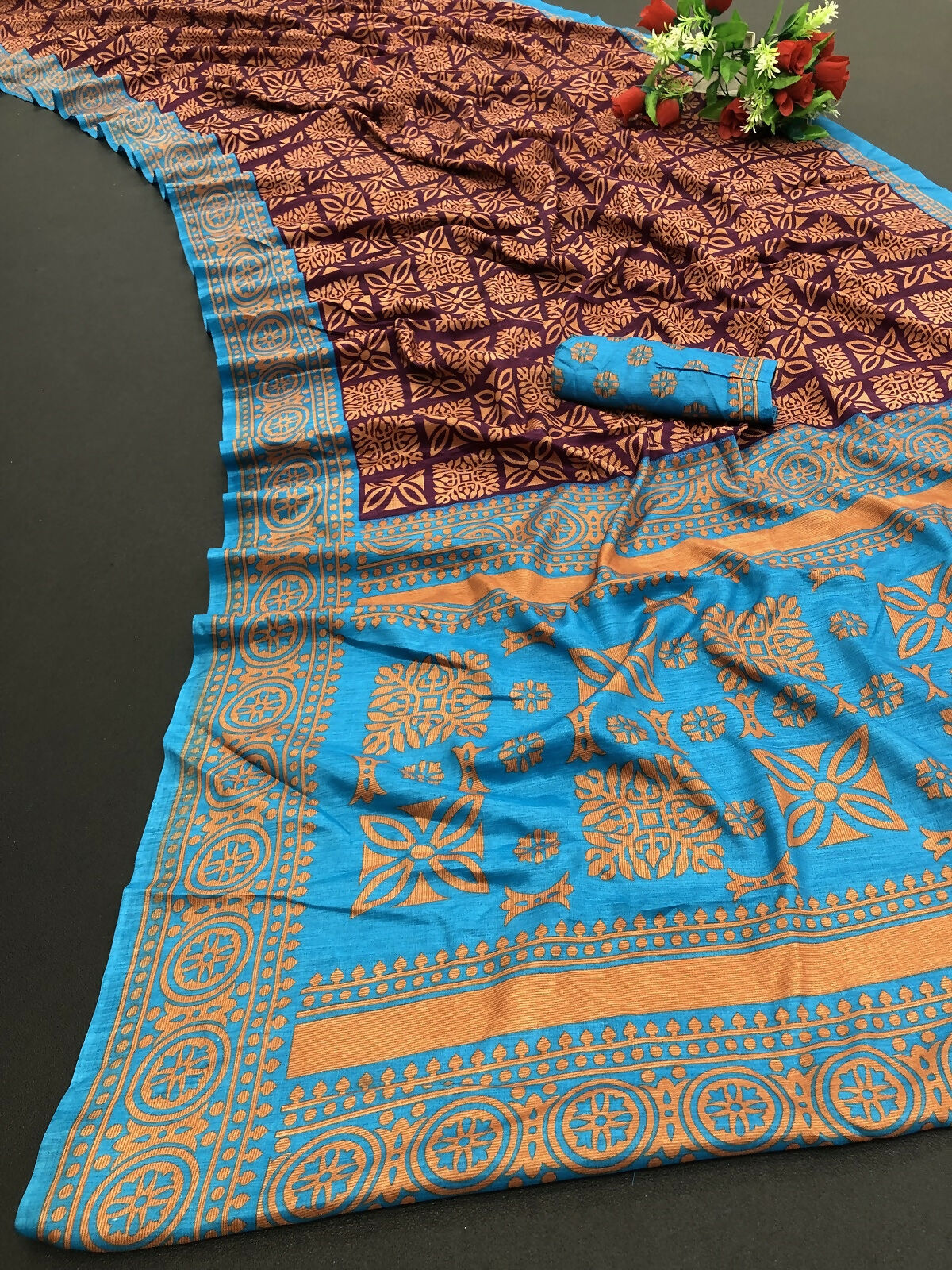 Vamika Purple Printed Art Silk Saree | Grocsy