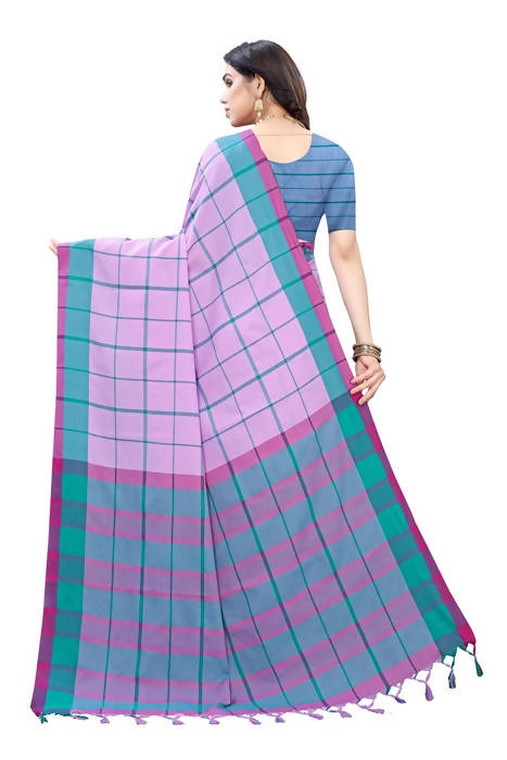 Vamika Lavendar Cotton Silk Weaving Saree (Google Lavender) | Grocsy