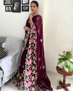 Vamika Embroidery Purple Georgette Bollywood Saree | Grocsy