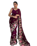 Vamika Embroidery Purple Georgette Bollywood Saree | Grocsy