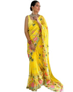 Vamika Embroidery Yellow Georgette Bollywood Saree | Grocsy