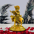 Gopala Krishna with Cow Brass Idol - Embrace Divine Abundance | Grocsy
