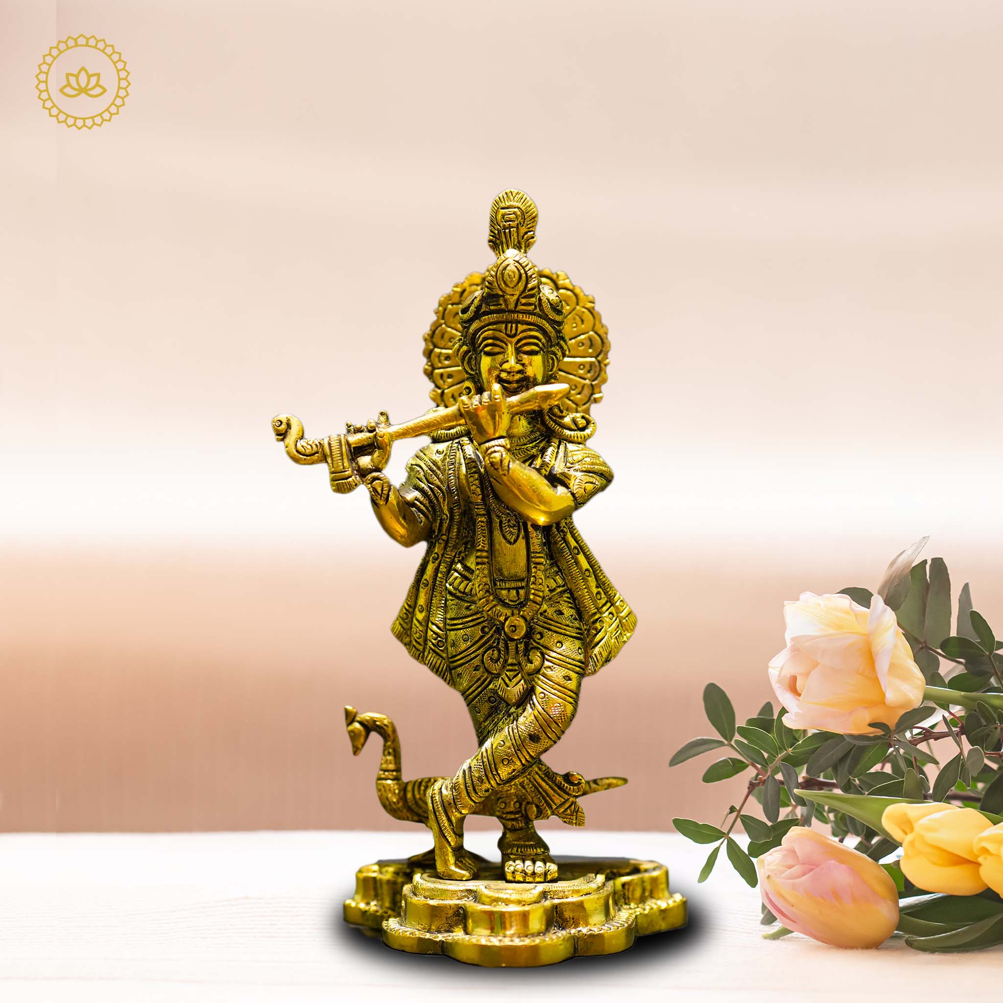 Divine Grace: Krishna Standing Brass Idol - Bringing the Spiritual Presence of Krishna | Grocsy