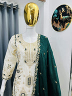 Teeya Creation Green Color Chinon Silk Party Wear Trending Palazzo Set | Grocsy