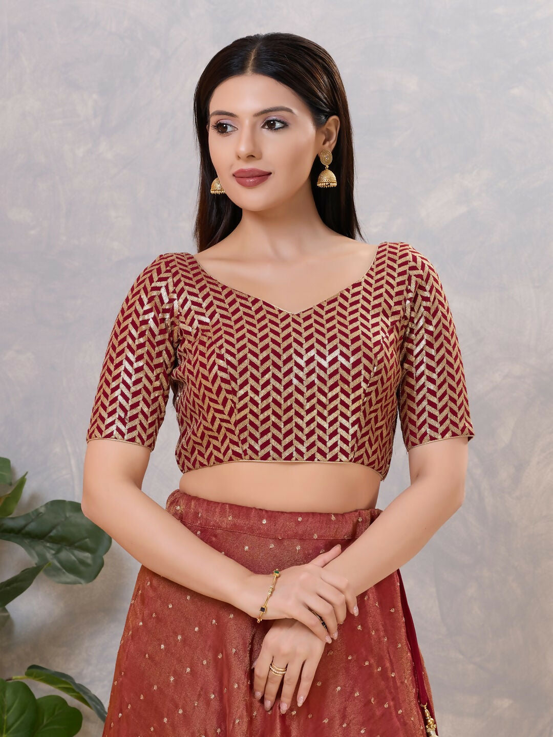 Joban Fashion Women Silk Maroon Stitched Blouse | Grocsy