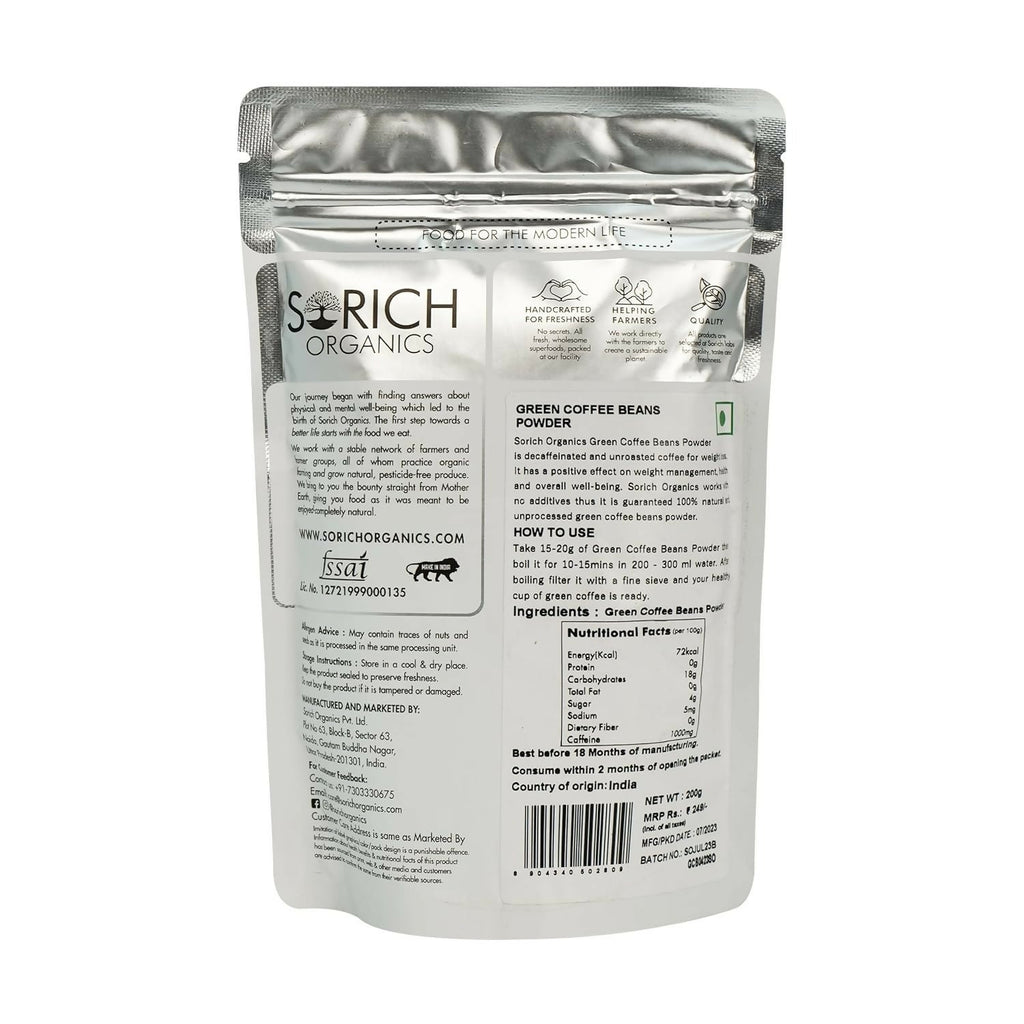 Sorich Organics 100% Pure & Natural Green Coffee Beans Powder | Grocsy