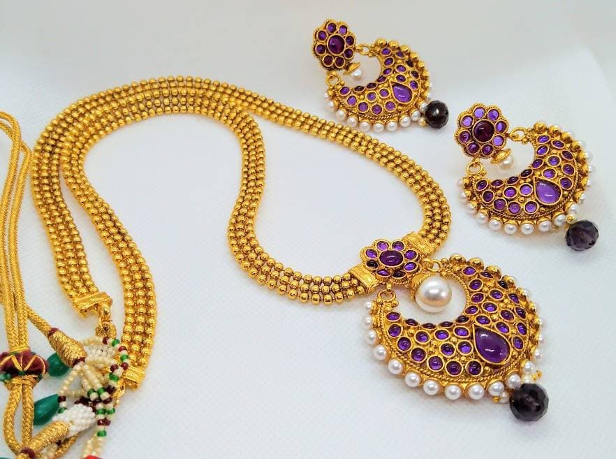 Purple Kemp Long Necklace Set | Grocsy