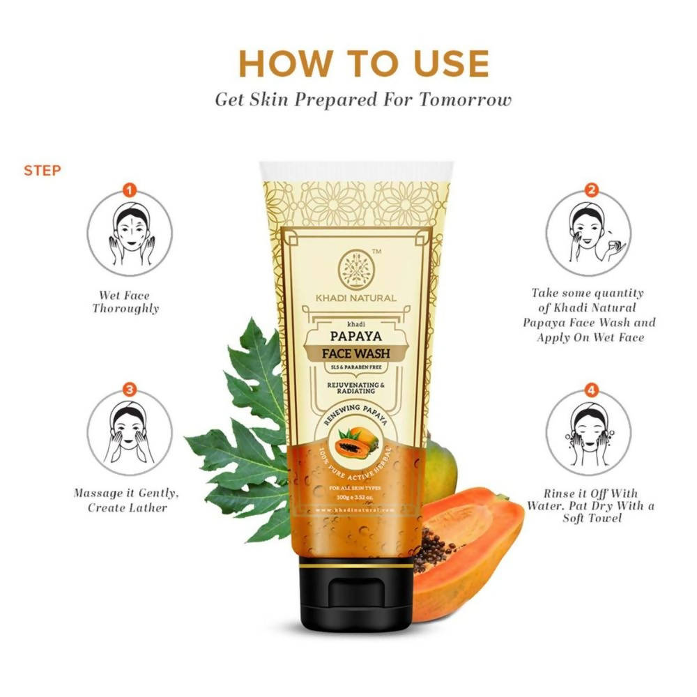 Khadi Natural Papaya Face Wash SLS & Paraben Free | Grocsy