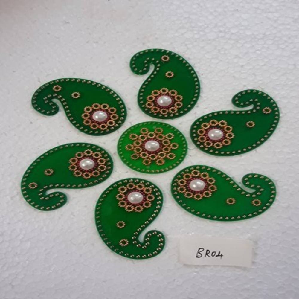 Kundan HandiKrafts Handcrafted Dark Green Colour Kundan Rangoli | Grocsy