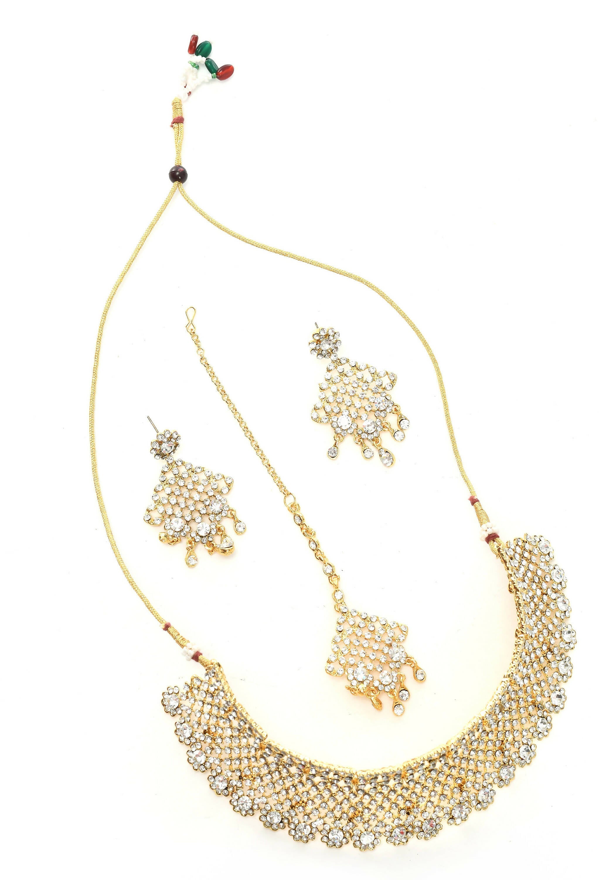 Mominos Fashion Johar Kamal Traditional Rajwadi Design Heavy Golden Colour Necklace Set | Grocsy