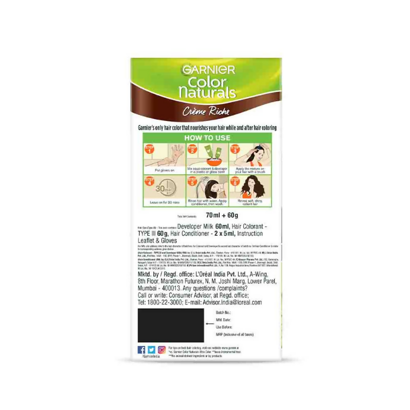 Garnier Color Naturals Creme Riche Hair Color - 5 Light Brown | Grocsy