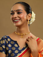 Ruby Raang Golden Choker with Earrings | Grocsy