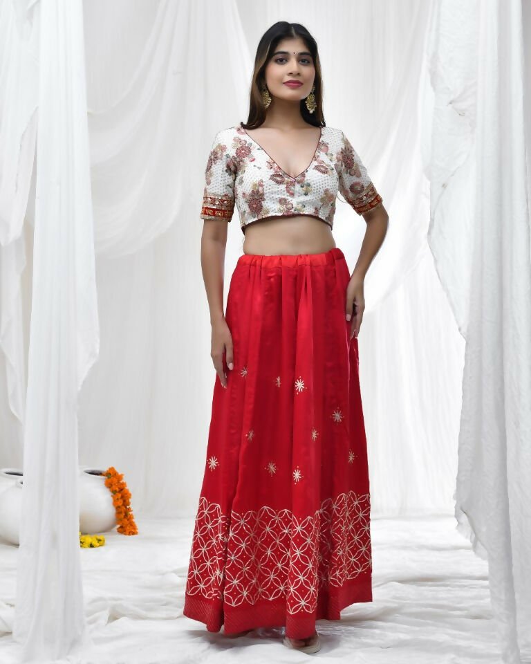 Amodini Designer Studio Floral Embroidered Blouse | Grocsy