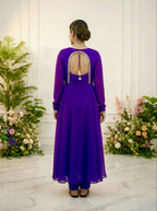 Teeya Creation Womens New Fancy Silk Heavy Quality Fabric With Handwork Purple Gown Set | Grocsy