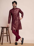 Vastranavya Traditional Festival Wear Pure Silk Thread & Sequence Embroidered Work Kurta | Grocsy