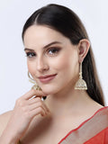NVR Women Gold-Polished Handcrafted Kundan Jhumka Earrings | Grocsy