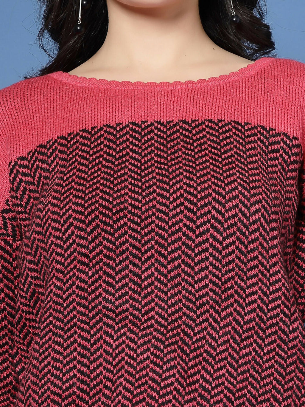 Women Winter Fuchsia Acrylic Sweater - Wool Trees | Grocsy