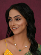 Layered Pearl and Emerald Neckpiece (gold) - Ruby Raang | Grocsy