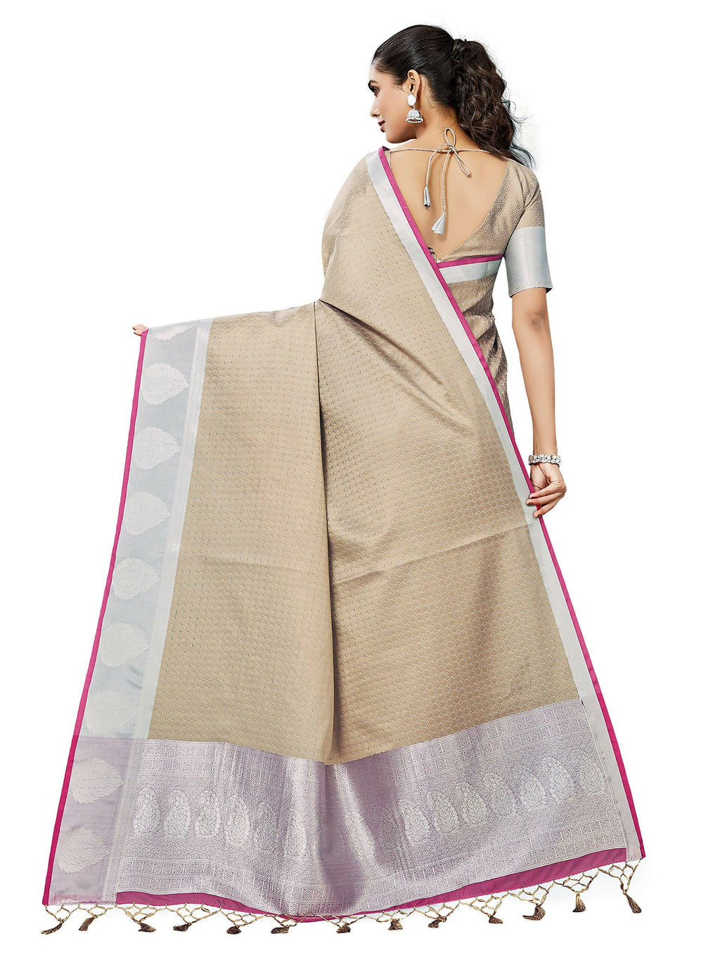Mimosa Women's Banarasi Art Silk Brown Saree | Grocsy