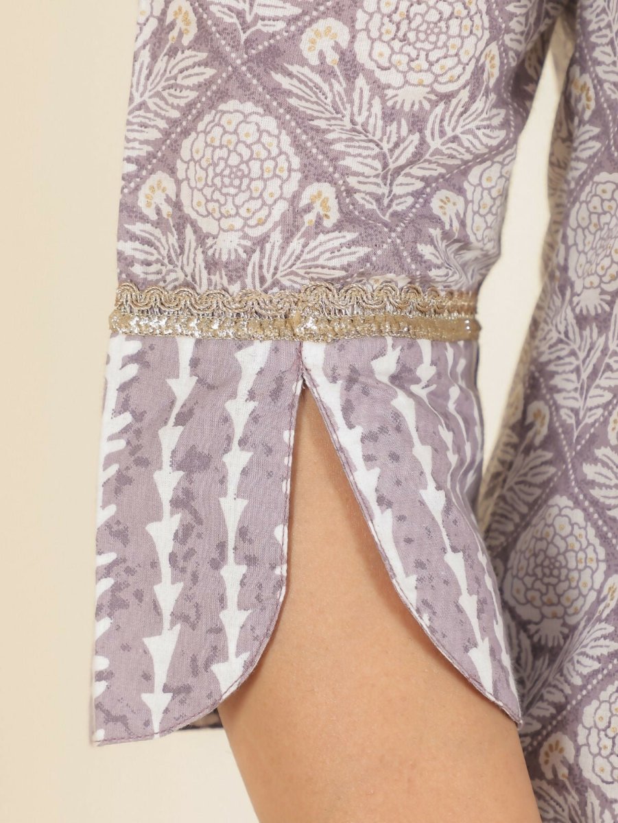 Aramya Straight Soft Cotton Floral Print Women's Kurta - Beige | Grocsy