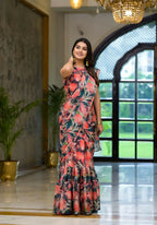 Partywear Designer Green Slime Georgette Fancy Saree - Anbazaar | Grocsy