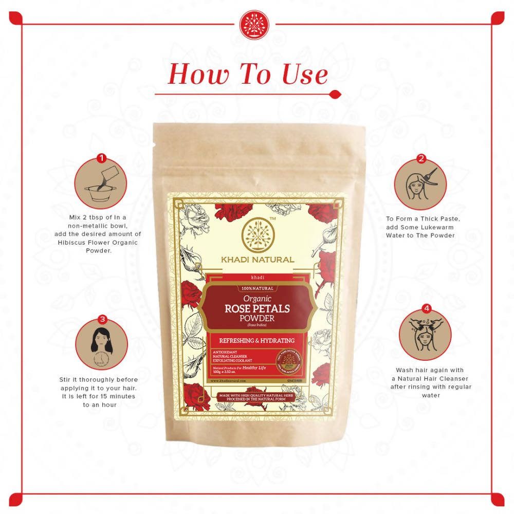 Khadi Natural Organic Rose Petals Powder | Grocsy