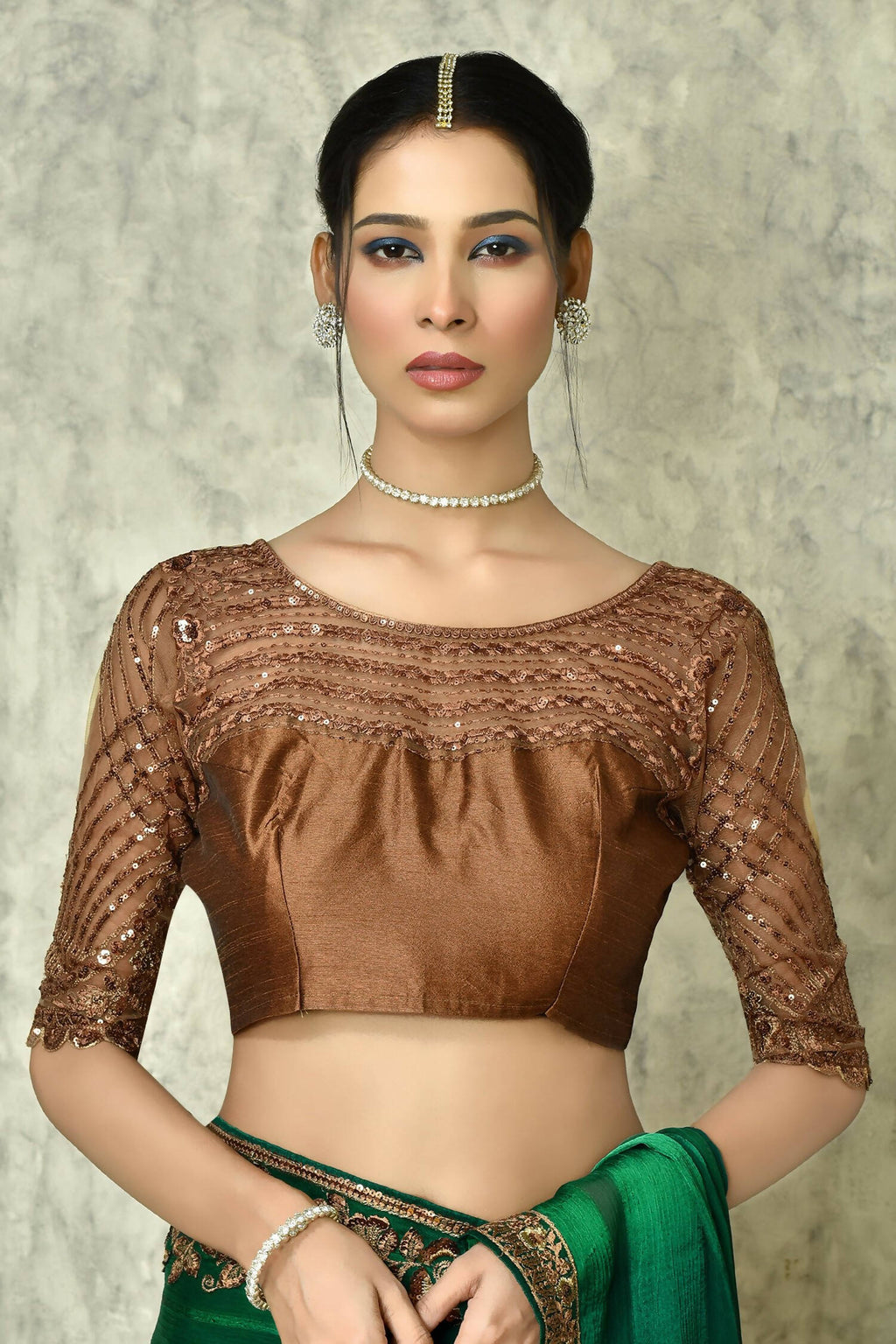 Dark Green Silk Solid Designer Saree with Blouse - Purvi | Grocsy