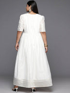 Ahalyaa Women's Traditional wear Ethnic Dress - Off White | Grocsy
