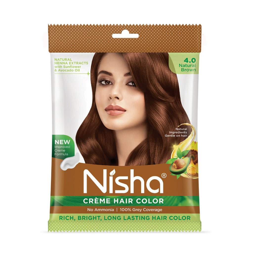 Nisha Creme Hair Color for Women - Natural Brown | Grocsy