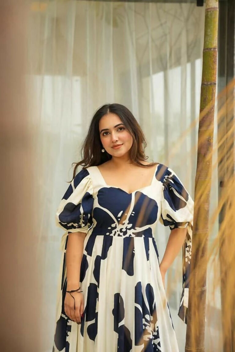 Aayaa Designer Cambric Cotton Printed Full Flaired Gown - Multi Color | Grocsy