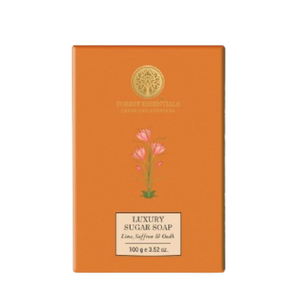 Forest Essentials Luxury Sugar Soap Lime Saffron & Oudh | Grocsy