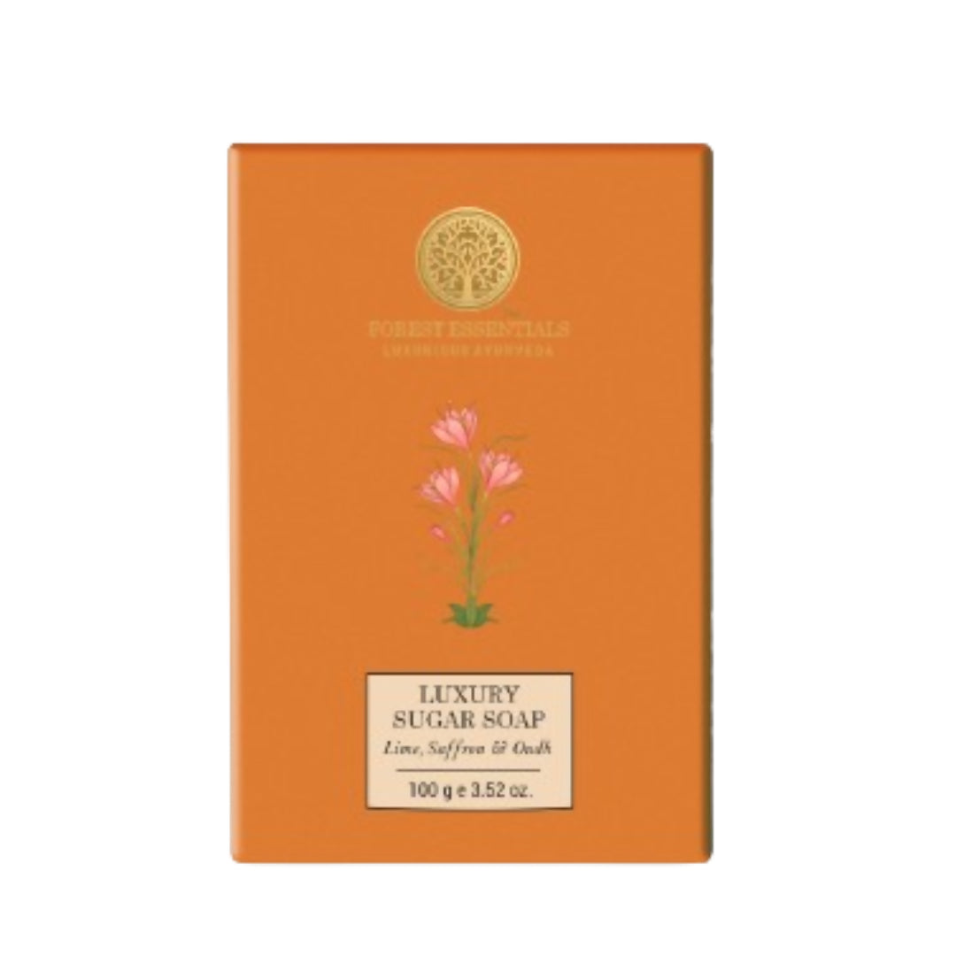 Forest Essentials Luxury Sugar Soap Lime Saffron & Oudh | Grocsy