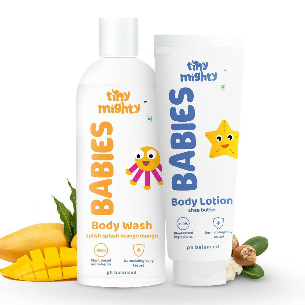 Tiny Mighty Baby Body Wash And Body Lotion Combo | Grocsy