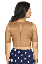 Aastha Fashion Women's Beige Art Silk Cold Shoulder Sleeve Readymade Blouse | Grocsy