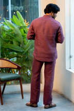 Linen Burgundy Coastal Muse Shirt By Hilo Design | Grocsy