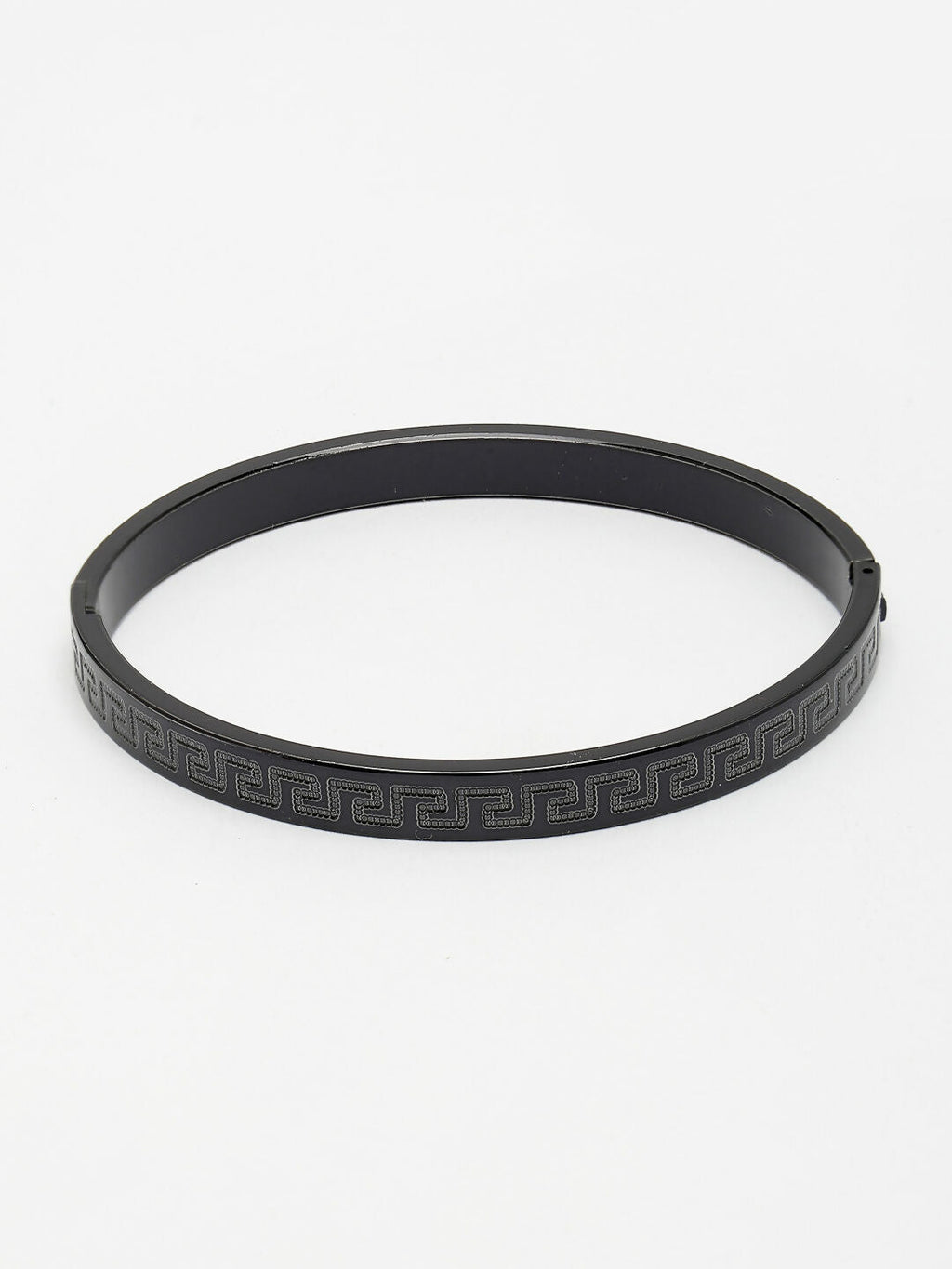 NVR Men's Black Rhodium-Plated Stainless Steel Kada Bracelet