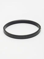 NVR Men's Black Rhodium-Plated Stainless Steel Kada Bracelet