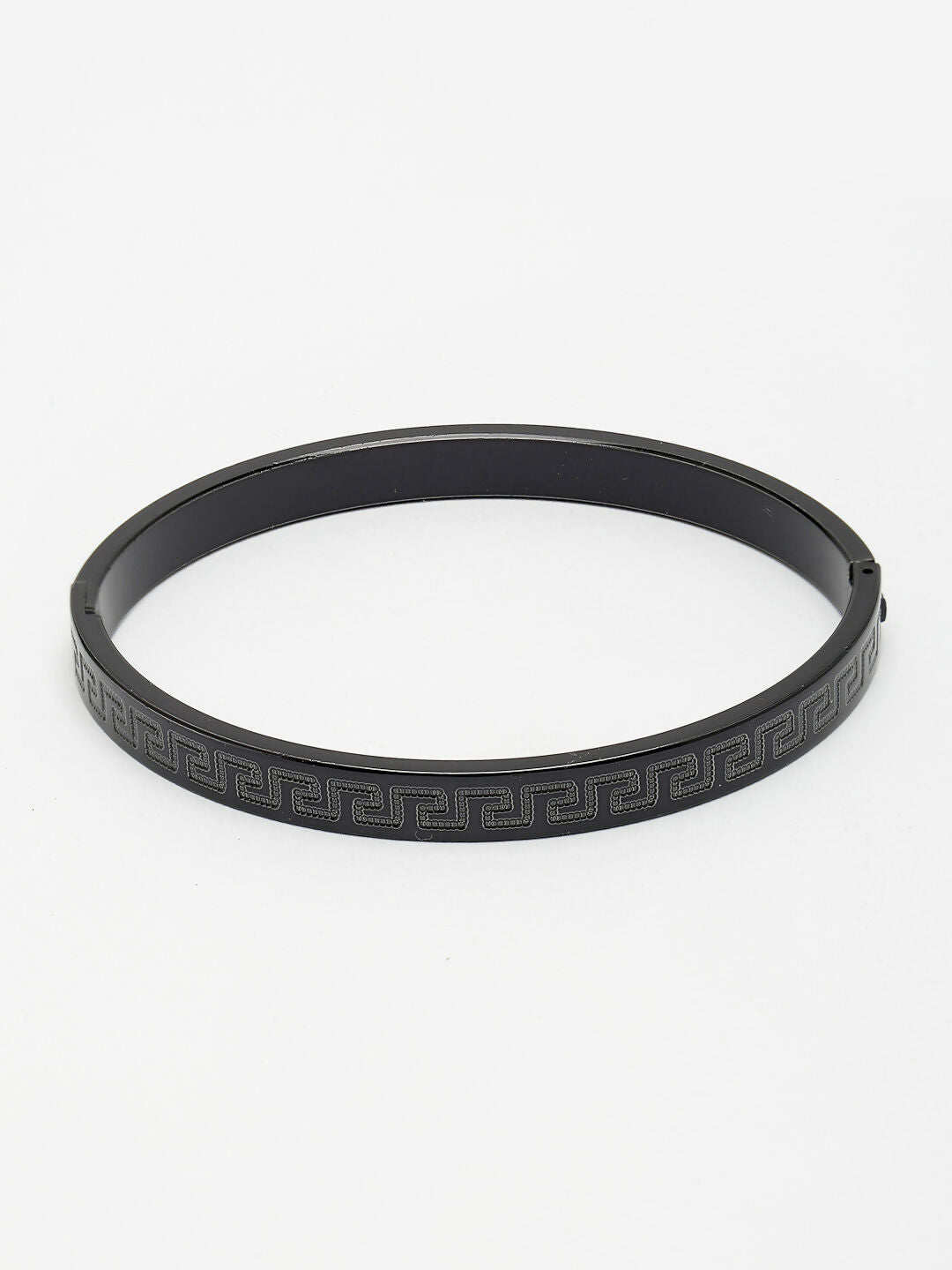 NVR Men's Black Rhodium-Plated Stainless Steel Kada Bracelet