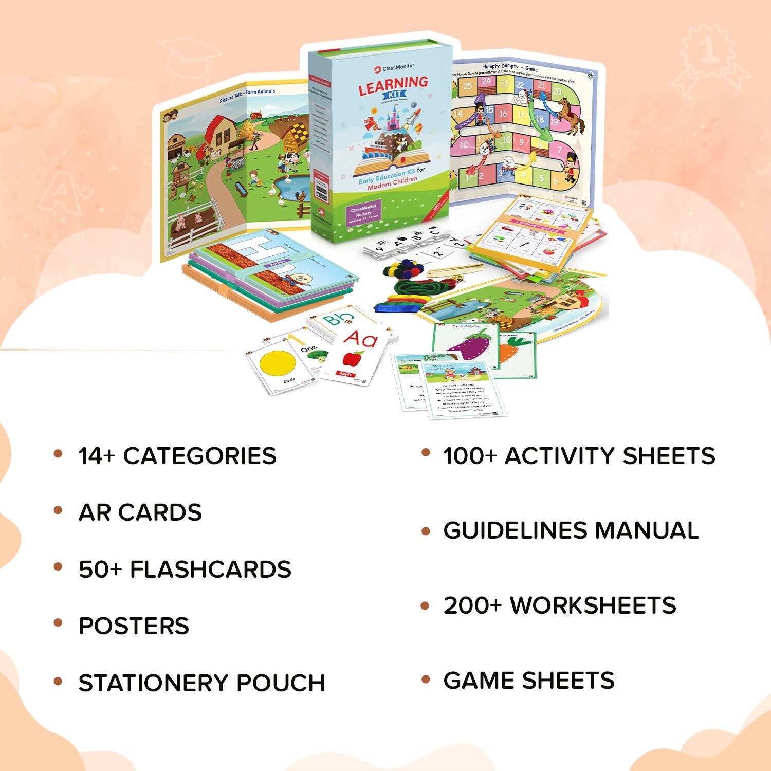 ClassMonitor All in One Nursery Learning Educational Kit with Free Mobile App includes 14+ Preschool Activities for kids of Age 2.5 - 3.5 Years | Grocsy