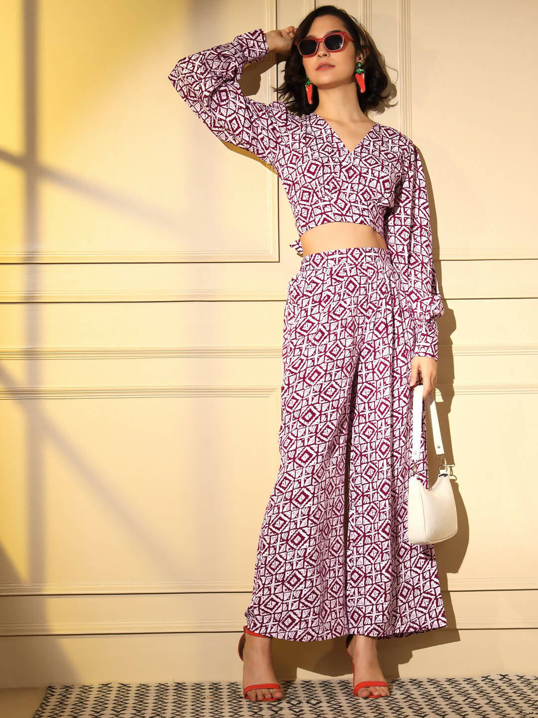 Pink Crepe Digital Printed Top With Matching Trouser - Shivani | Grocsy
