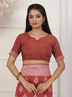 Shree Shyam Fashion Linen Cotton Rust Saree | Grocsy