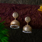 Joban Fashion Women Matte Gold Brass Jhumka | Grocsy