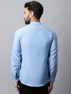 Even Apparels sky Blue Color Pure Cotton Men's Kurta With Side Placket (MMS503) | Grocsy