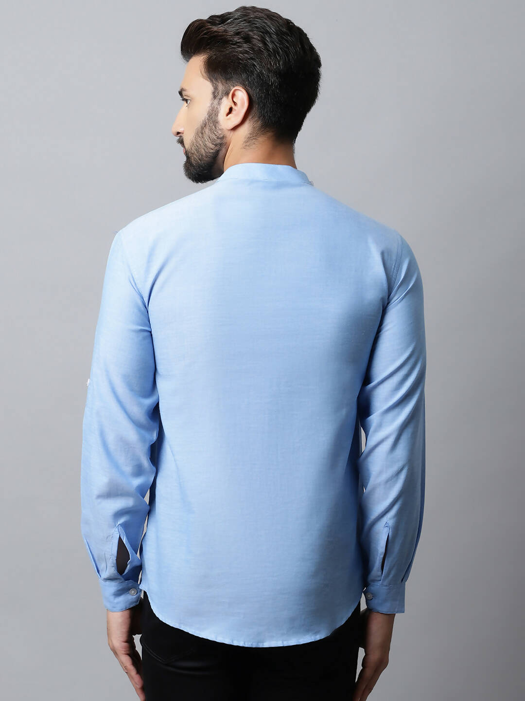 Even Apparels sky Blue Color Pure Cotton Men's Kurta With Side Placket (MMS503) | Grocsy